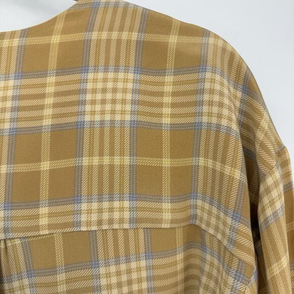 Wilfred Silk V Neck Popover Beige Plaid Long Sleeves Women size Medium - Picture 7 of 10